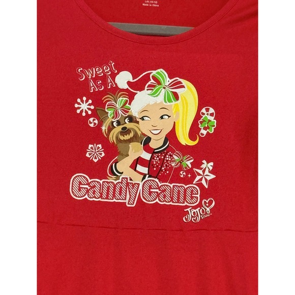 Nickelodeon JoJo Siwa Kids Red Candy Cane Holiday Dress Size L G 10 12 - Picture 2 of 5